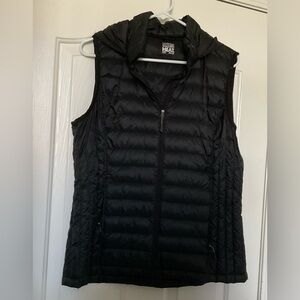 32 Degrees Black Puffer Hoodie Vest jacket. Women’s L/G